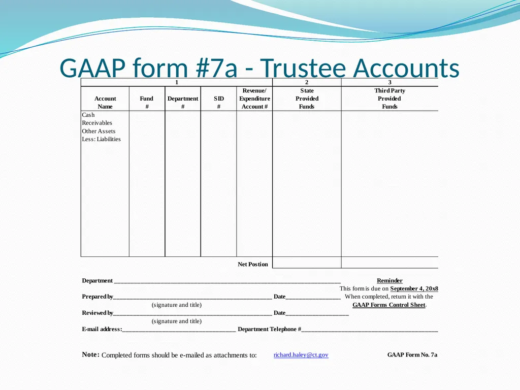 GAAP Training How to prepare the GAAP forms - slide 97 of 111