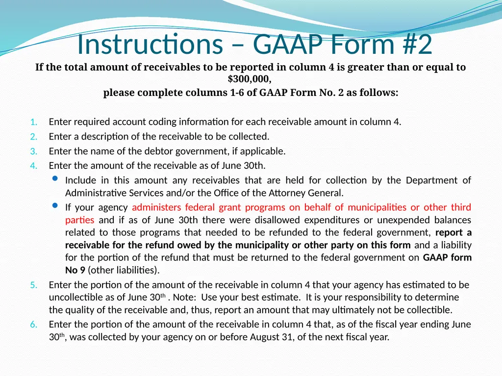 GAAP Training How to prepare the GAAP forms - slide 20 of 111