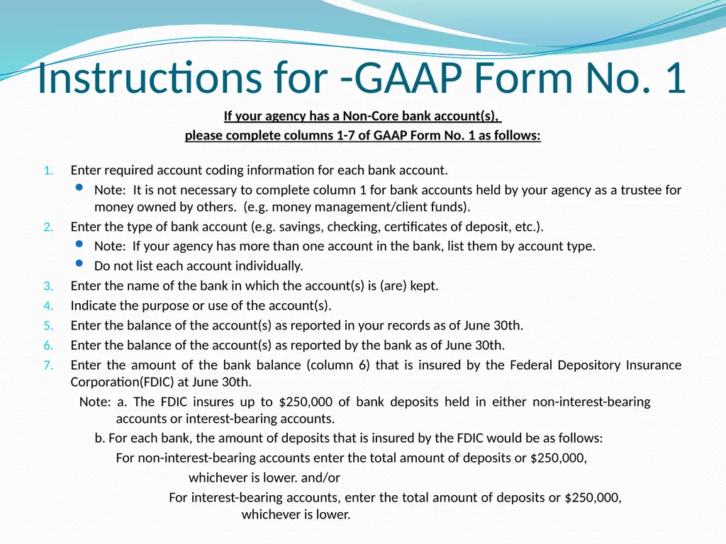 GAAP Training How to prepare the GAAP forms - slide 12 of 111