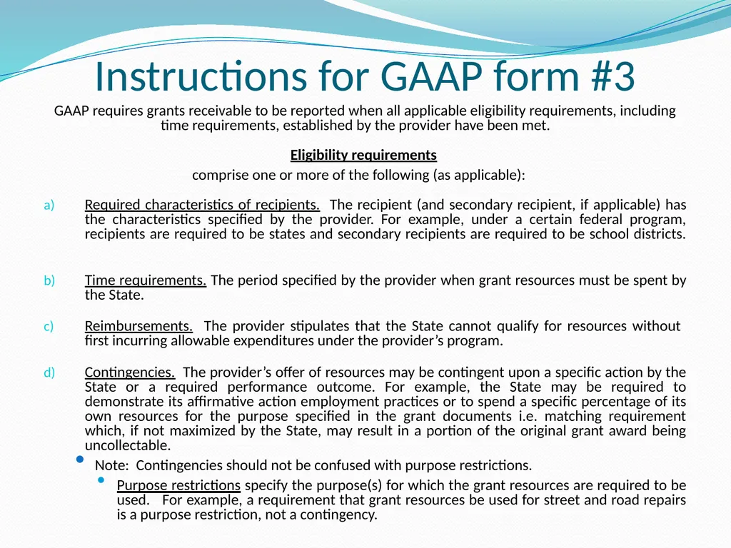GAAP Training How to prepare the GAAP forms - slide 28 of 111