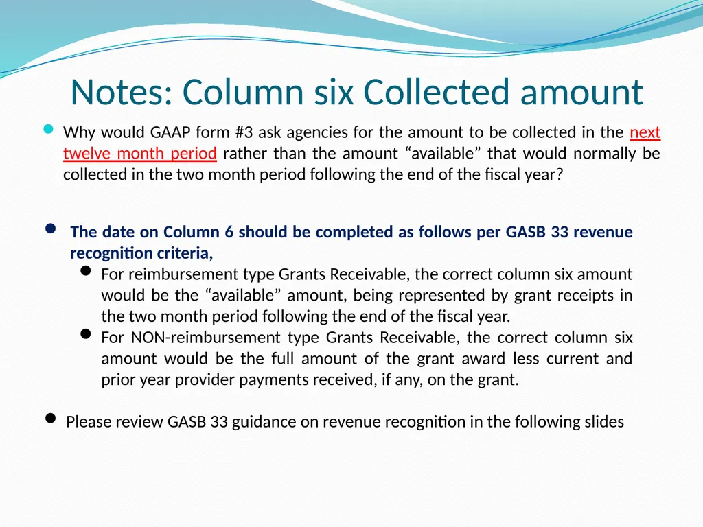 GAAP Training How to prepare the GAAP forms - slide 30 of 111