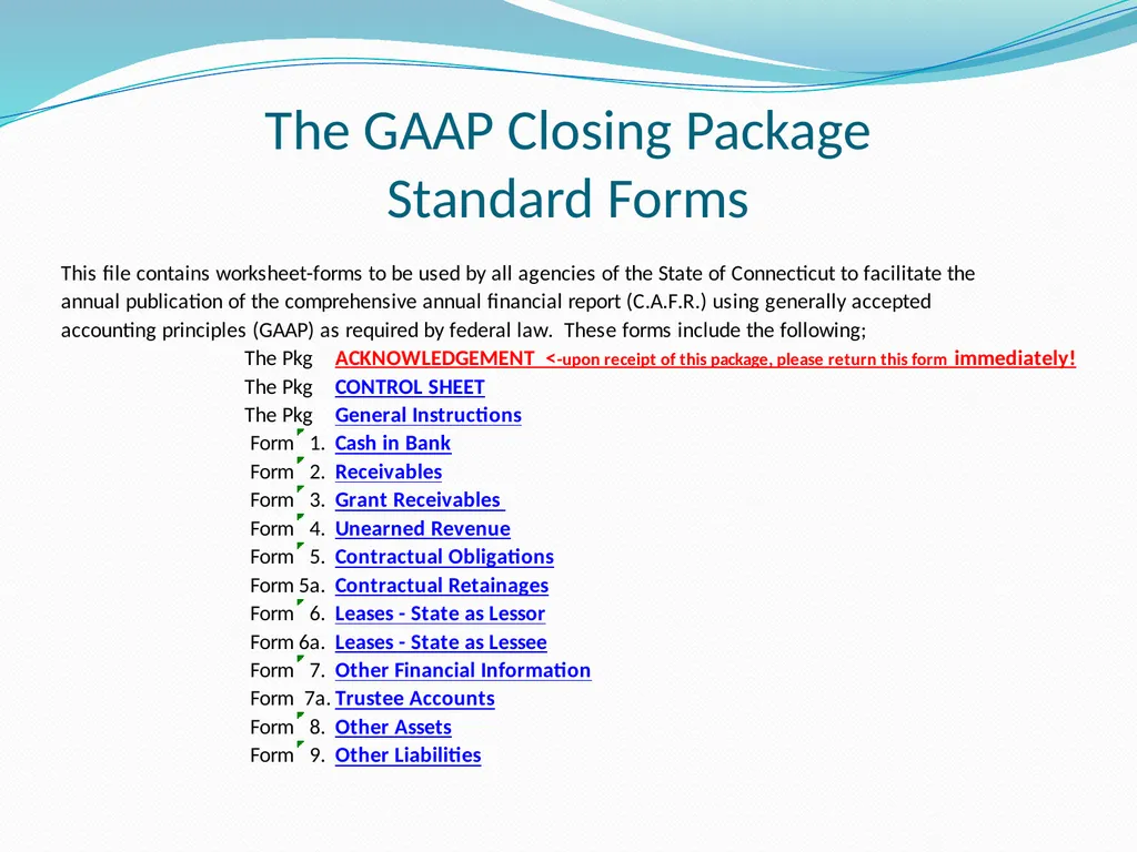 GAAP Training How to prepare the GAAP forms - slide 6 of 111