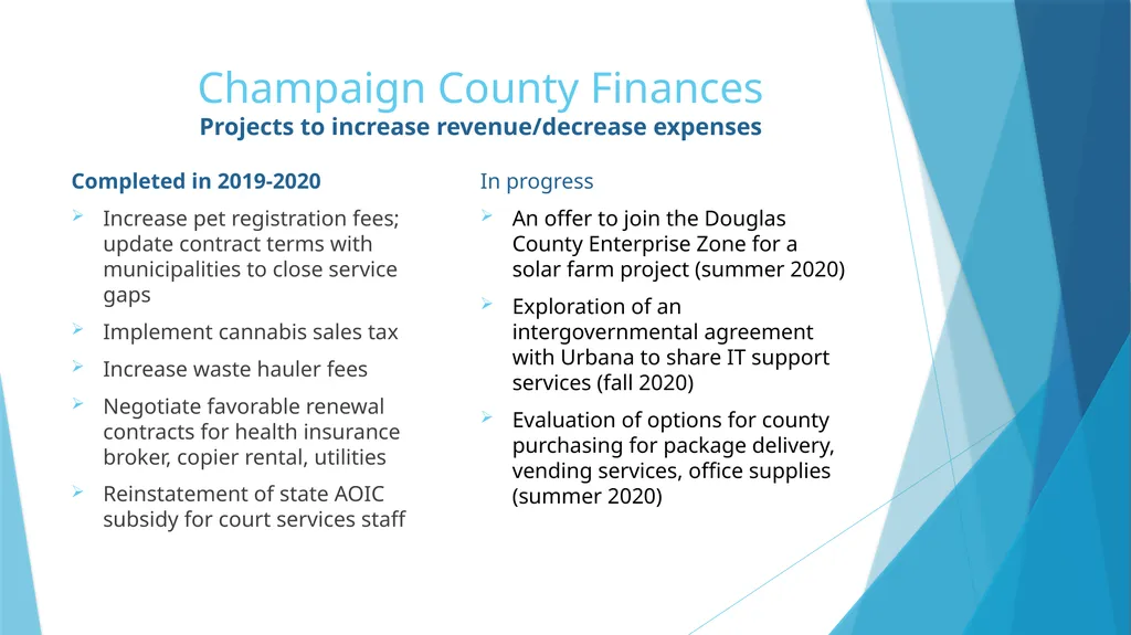 Annual Report to the County Board from the County - slide 14 of 19