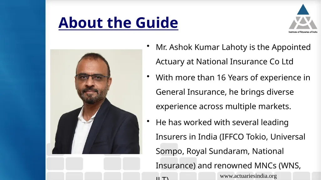 General Insurance Professional Guide: Ashok Kumar - slide 2 of 31