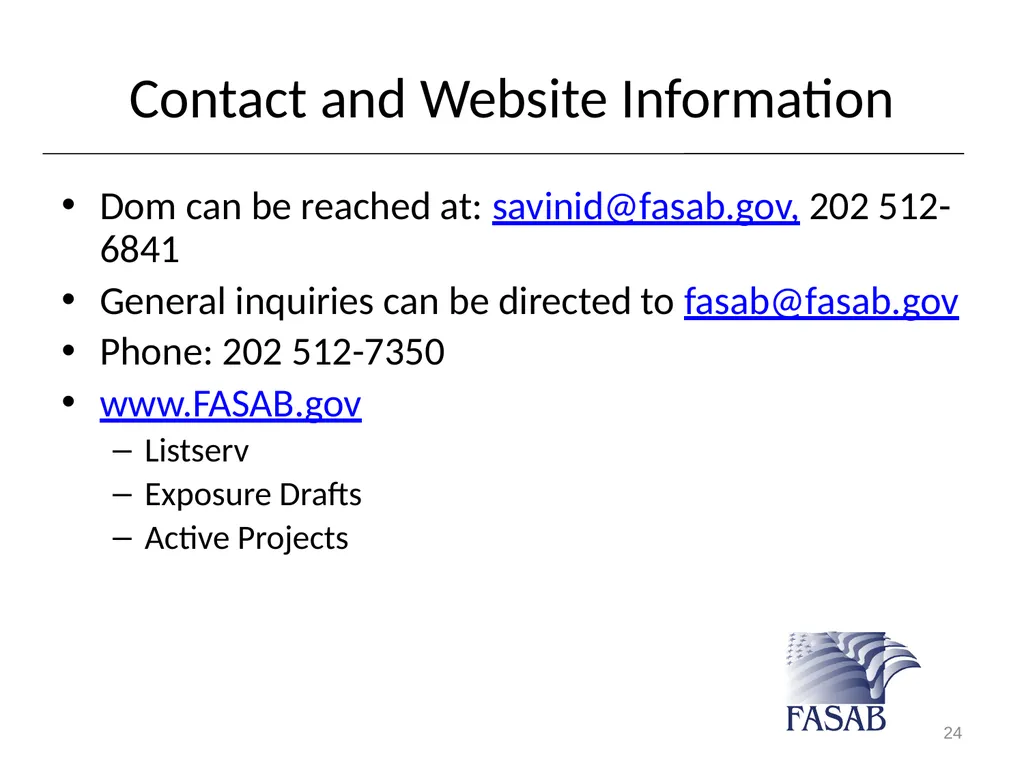 Federal Accounting Standards Advisory Board - slide 24 of 24