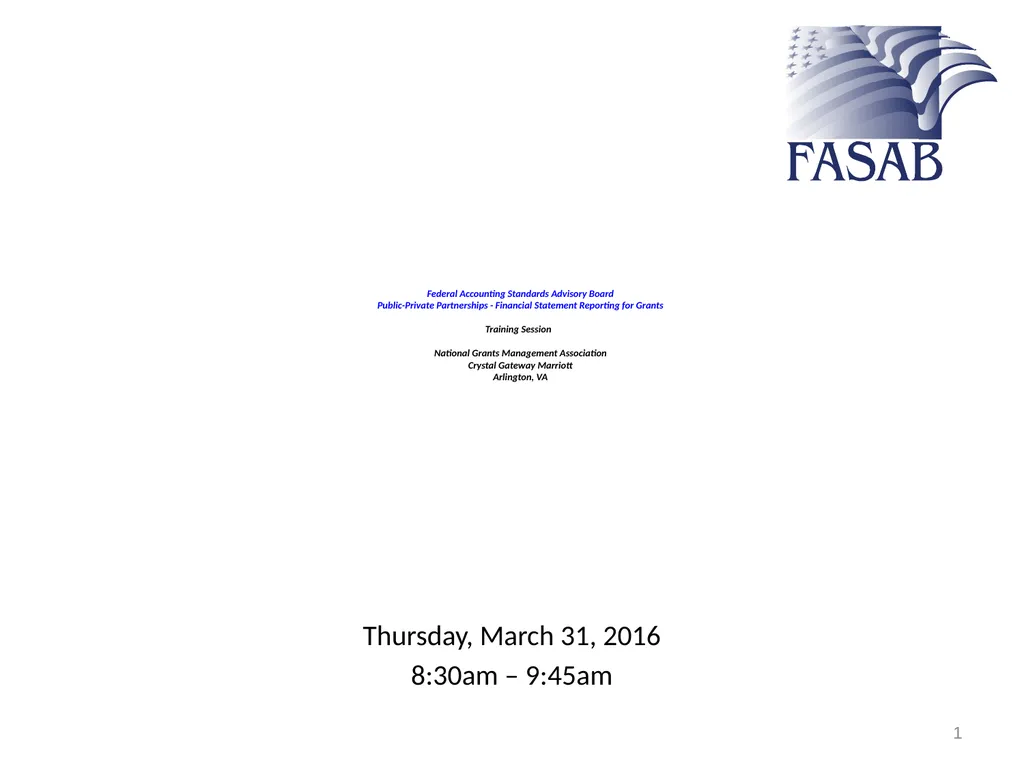 Federal Accounting Standards Advisory Board - slide 1 of 24