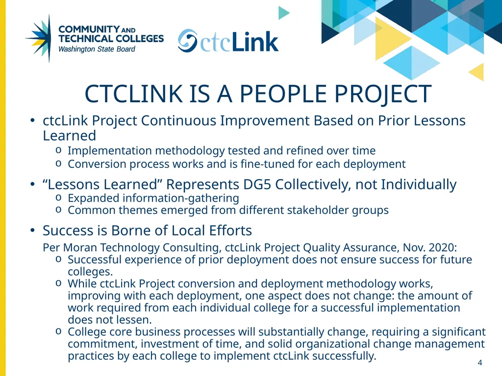 ctcLink DG5 LESSONS LEARNED December 14, 2021 - slide 4 of 16