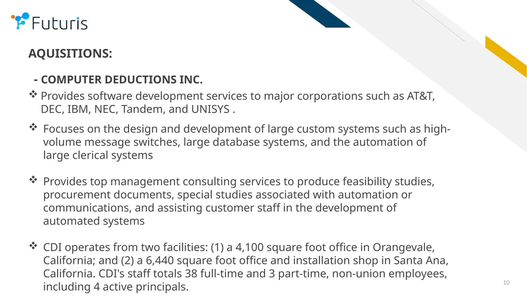 Futuris Company OTC: FTRS COMPANY PRESENTATION - slide 10 of 18