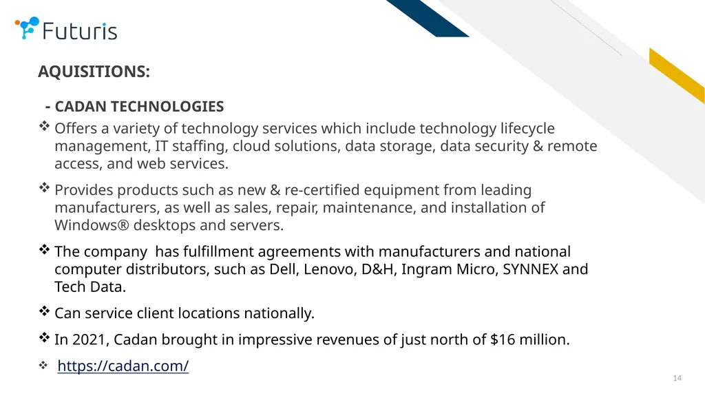 Futuris Company OTC: FTRS COMPANY PRESENTATION - slide 14 of 18
