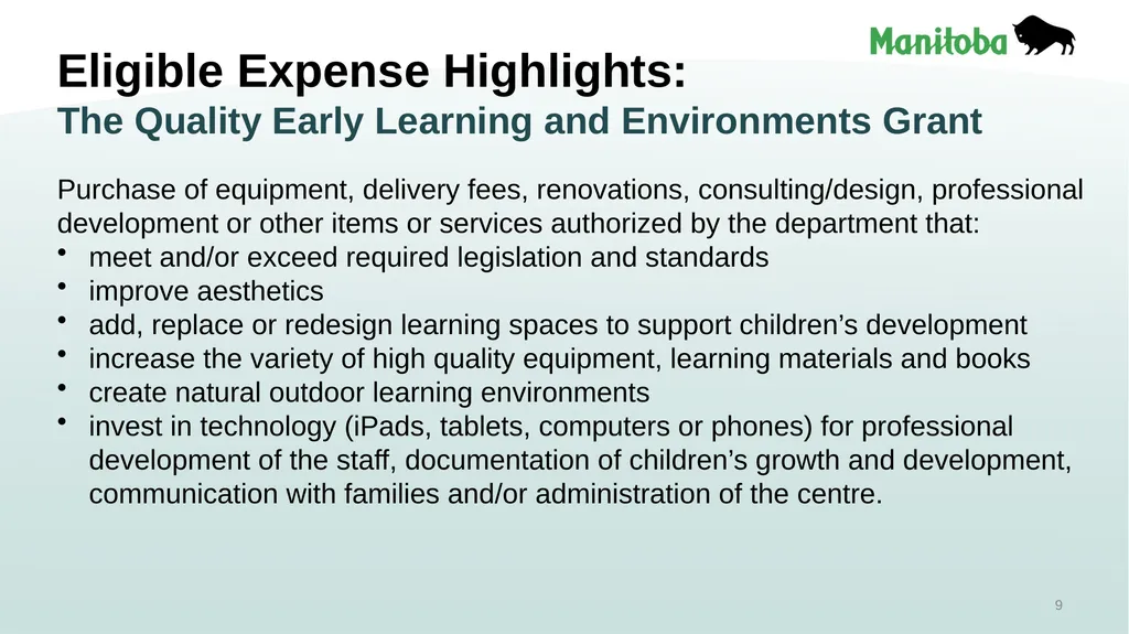 Early Learning and Child Care Quality Enhancement - slide 9 of 30