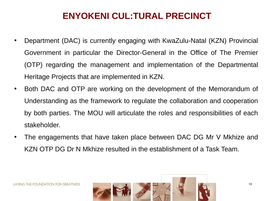 PORTFOLIO COMMITTEE ON ARTS & CULTURE Progress - slide 18 of 68