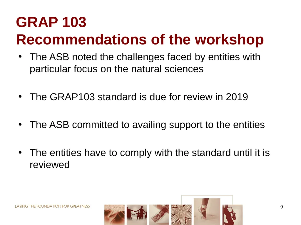 PORTFOLIO COMMITTEE ON ARTS & CULTURE Progress - slide 9 of 68