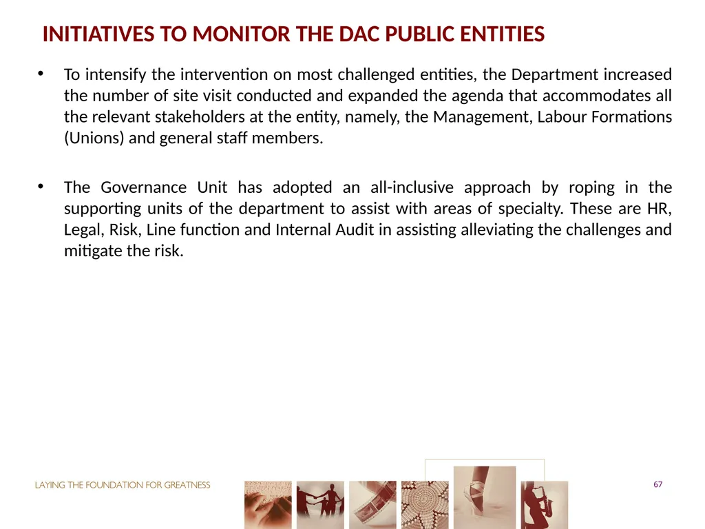 PORTFOLIO COMMITTEE ON ARTS & CULTURE Progress - slide 67 of 68