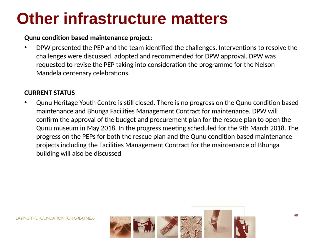 PORTFOLIO COMMITTEE ON ARTS & CULTURE Progress - slide 48 of 68