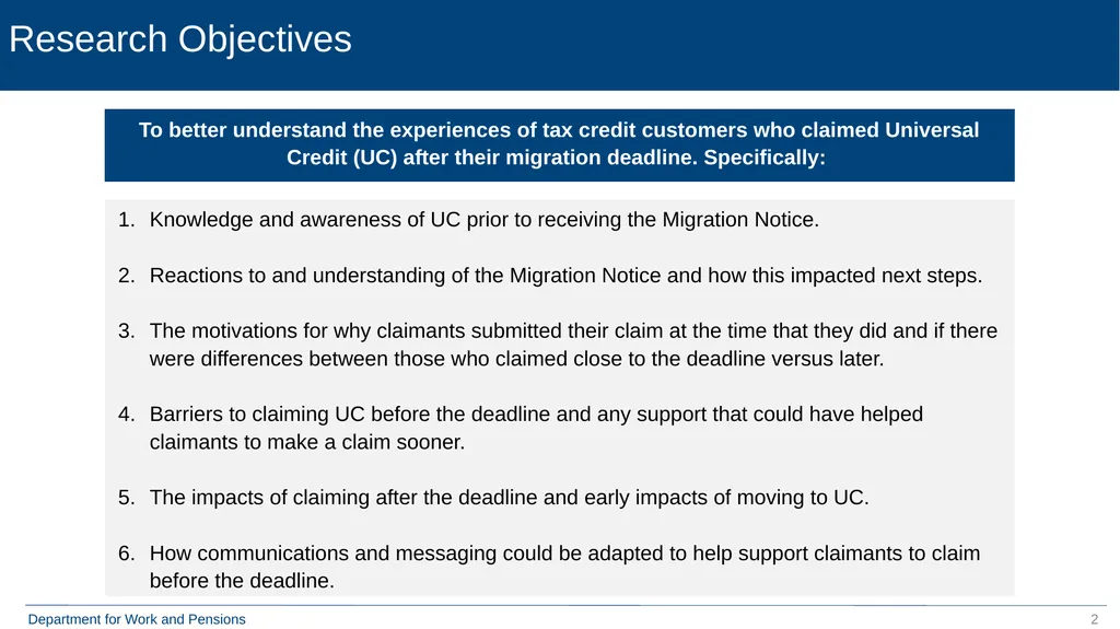 Move to Universal Credit Late Claimers (formerly - slide 2 of 40