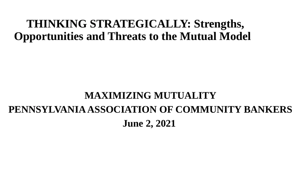 THINKING STRATEGICALLY: Strengths, Opportunities - slide 1 of 20