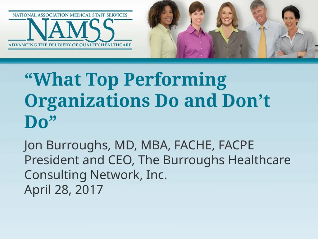 “What Top Performing Organizations Do and Don’t - slide 1 of 44