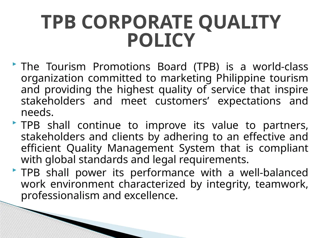 TOURISM PROMOTIONS BOARD PHILIPPINES TPB History: - slide 7 of 71