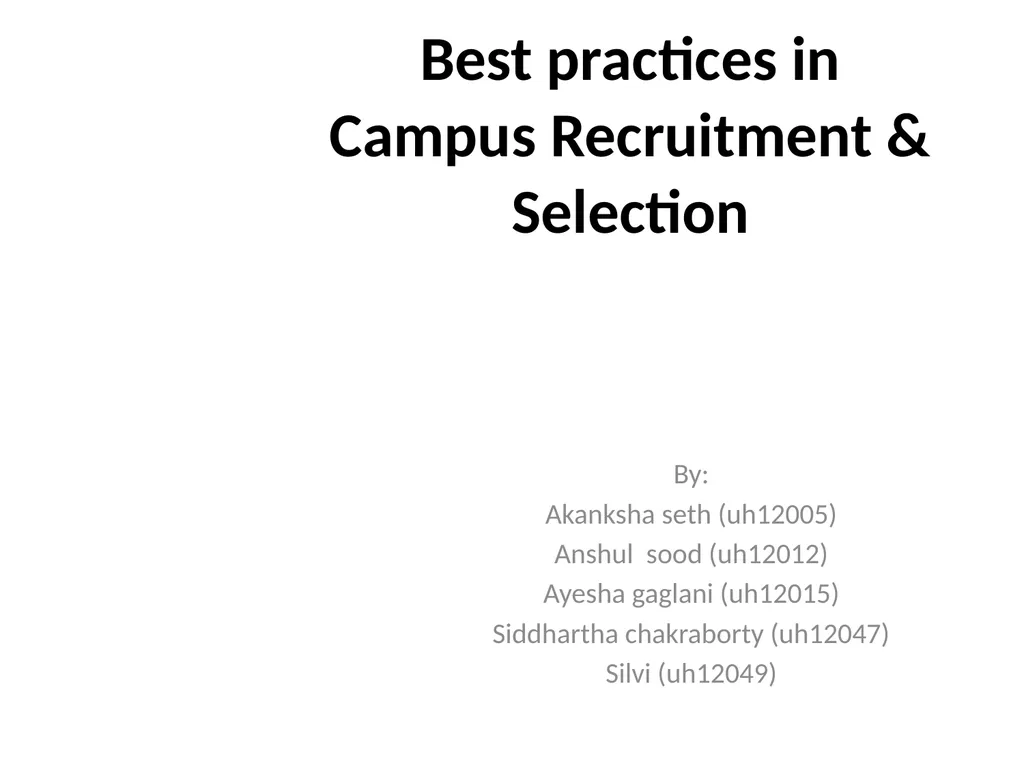 Recruitment & Selection 2 (Ref “Competence at Work - slide 4 of 36