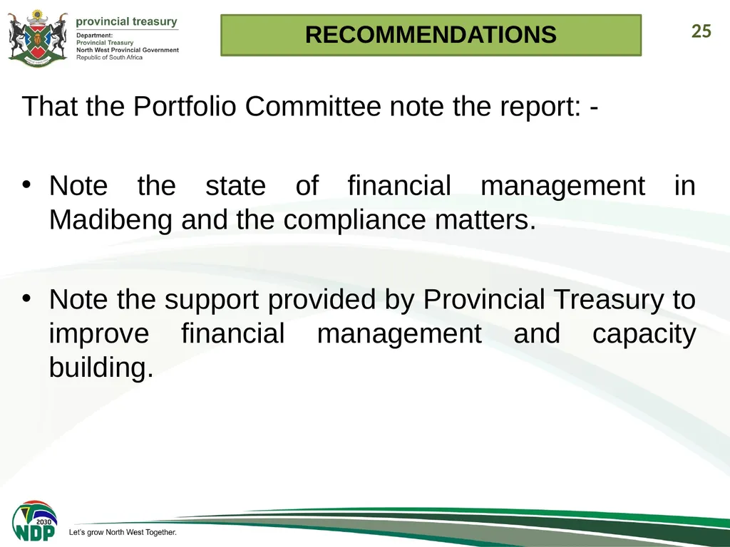 1 PRESENTATION TO THE PORTFOLIO COMMITEE ON - slide 25 of 26