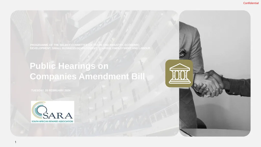 Public Hearings on Companies Amendment Bill - slide 1 of 10