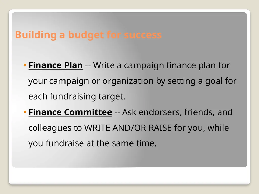 Ballot Measure Fundraising— Basics, Budgeting, & - slide 9 of 24