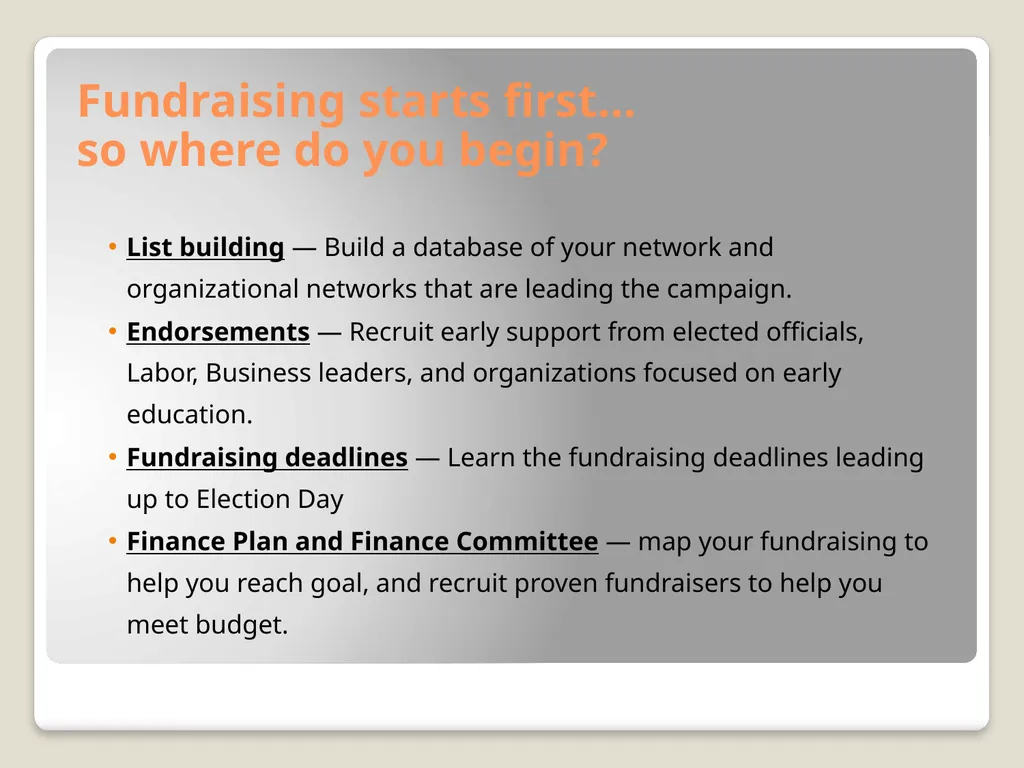Ballot Measure Fundraising— Basics, Budgeting, & - slide 4 of 24