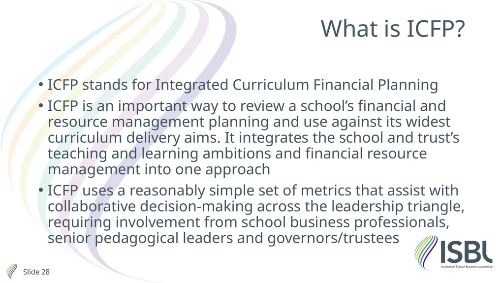 Financial planning and value for money Stephen - slide 28 of 32