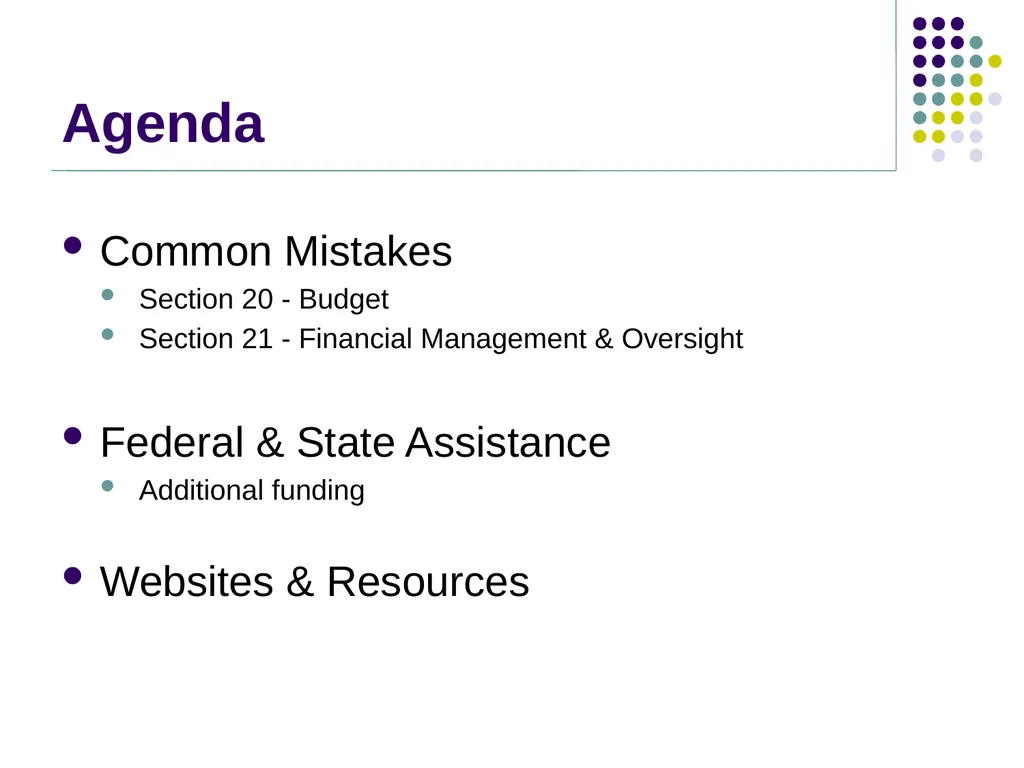 Finance/Budget Information & Guidance for New - slide 2 of 16