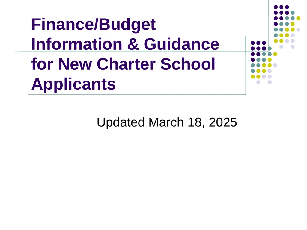 Finance/Budget Information & Guidance for New - slide 1 of 16