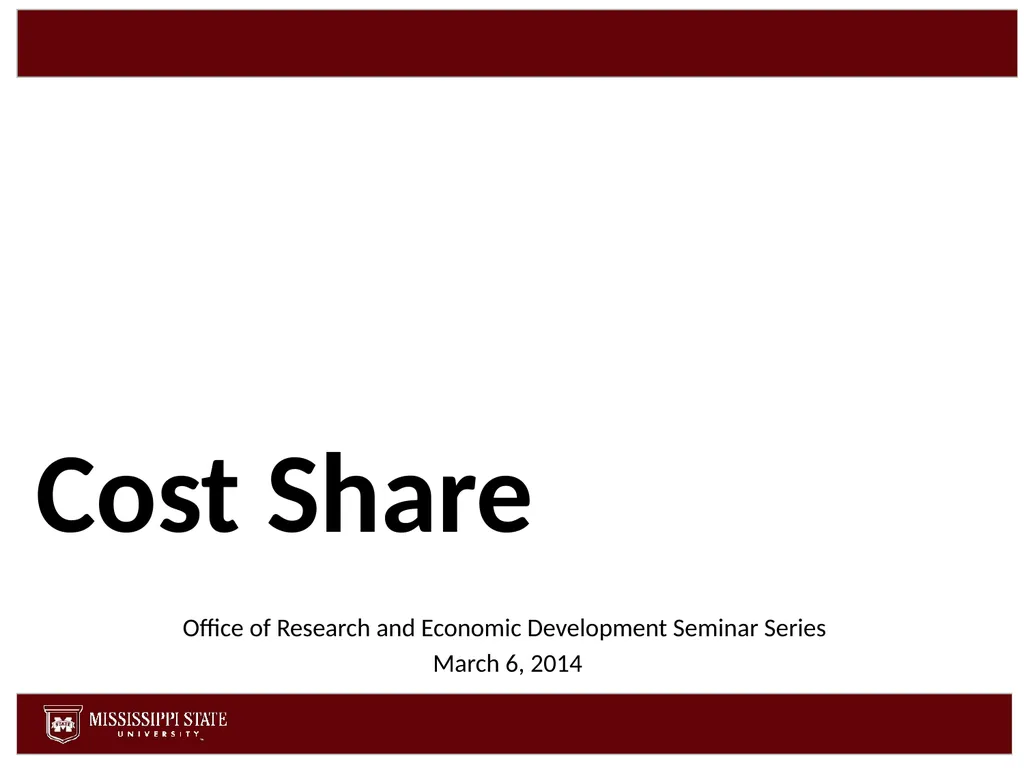 Cost Share Office of Research and Economic - slide 1 of 57