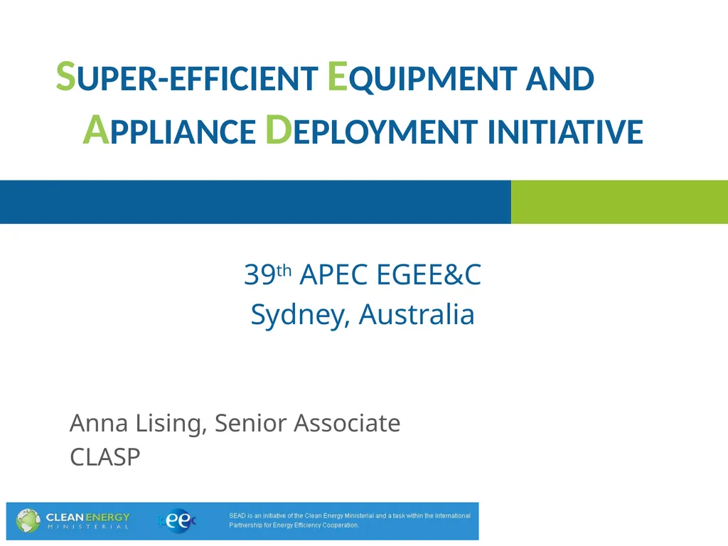 39th APEC EGEE&C Sydney, Australia Anna Lising, - slide 1 of 13