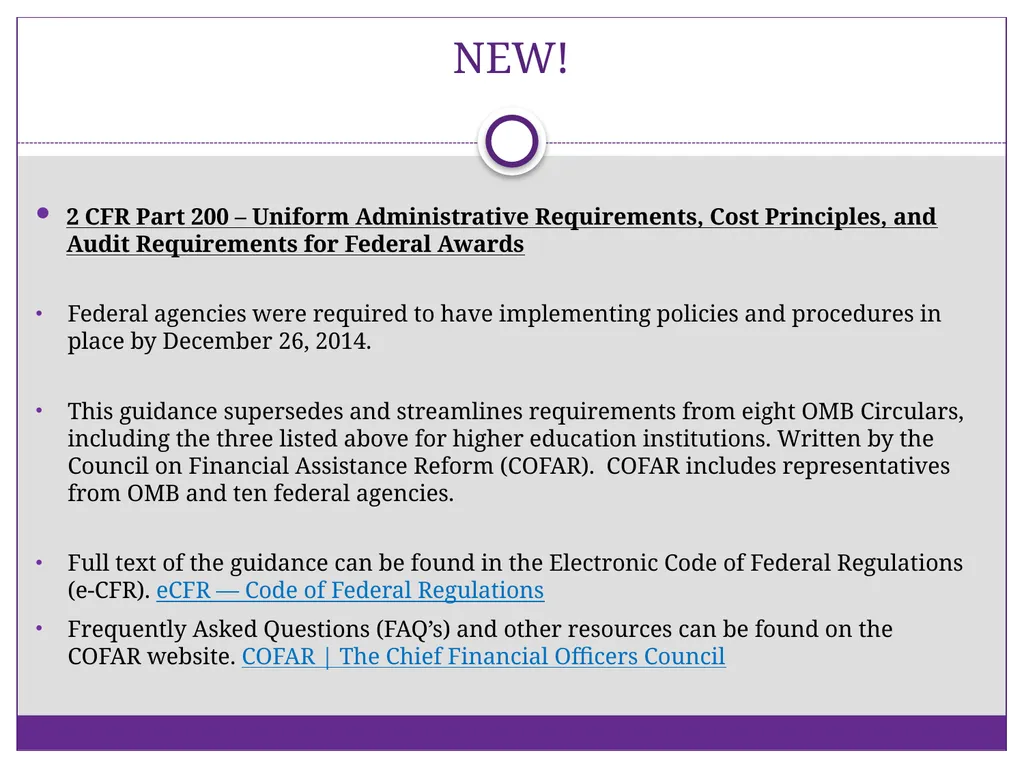 2 CFR Part 200 – Uniform Administrative - slide 3 of 25