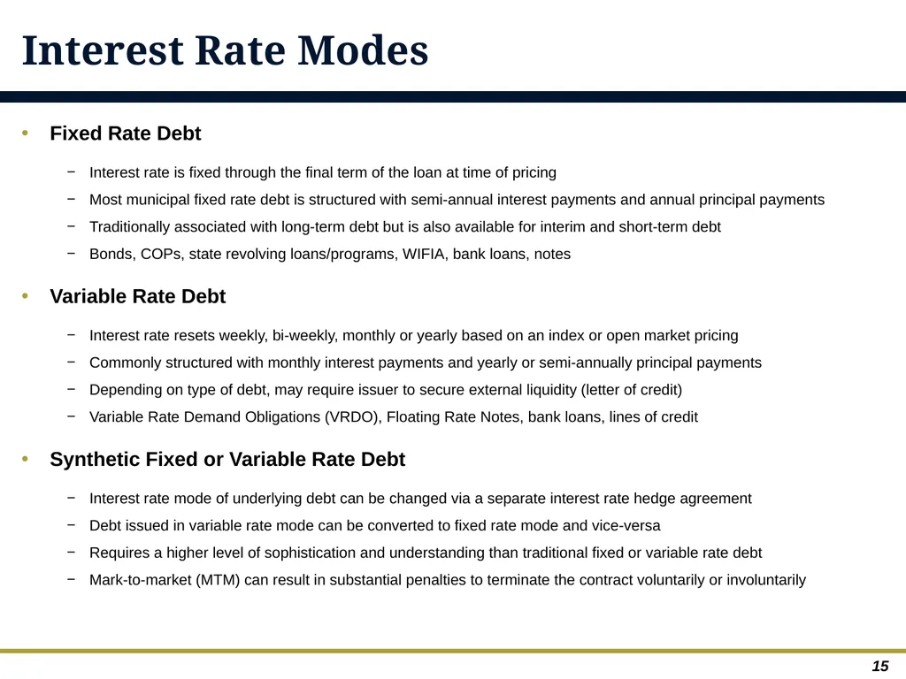 An Overview of Debt Financing for Florida Local - slide 15 of 62