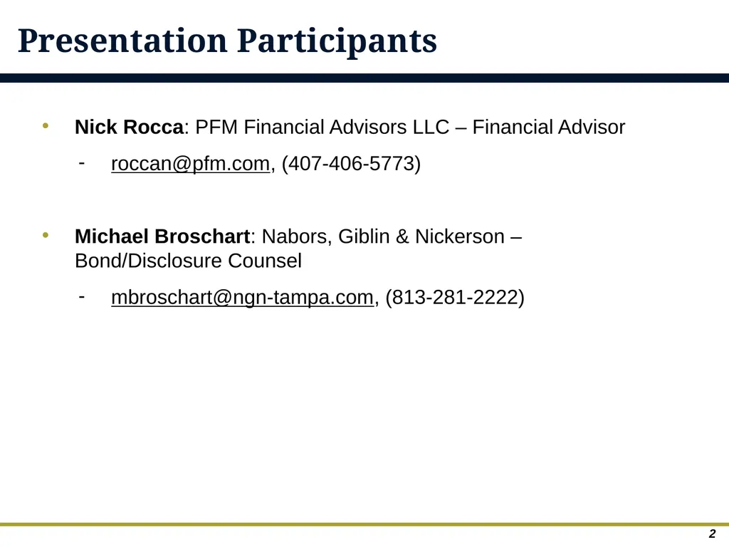 An Overview of Debt Financing for Florida Local - slide 2 of 62
