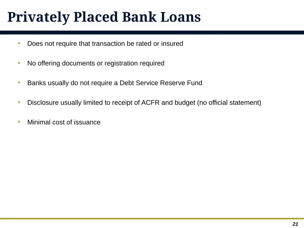 An Overview of Debt Financing for Florida Local - slide 21 of 62