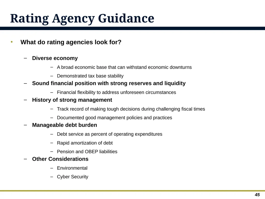 An Overview of Debt Financing for Florida Local - slide 55 of 62