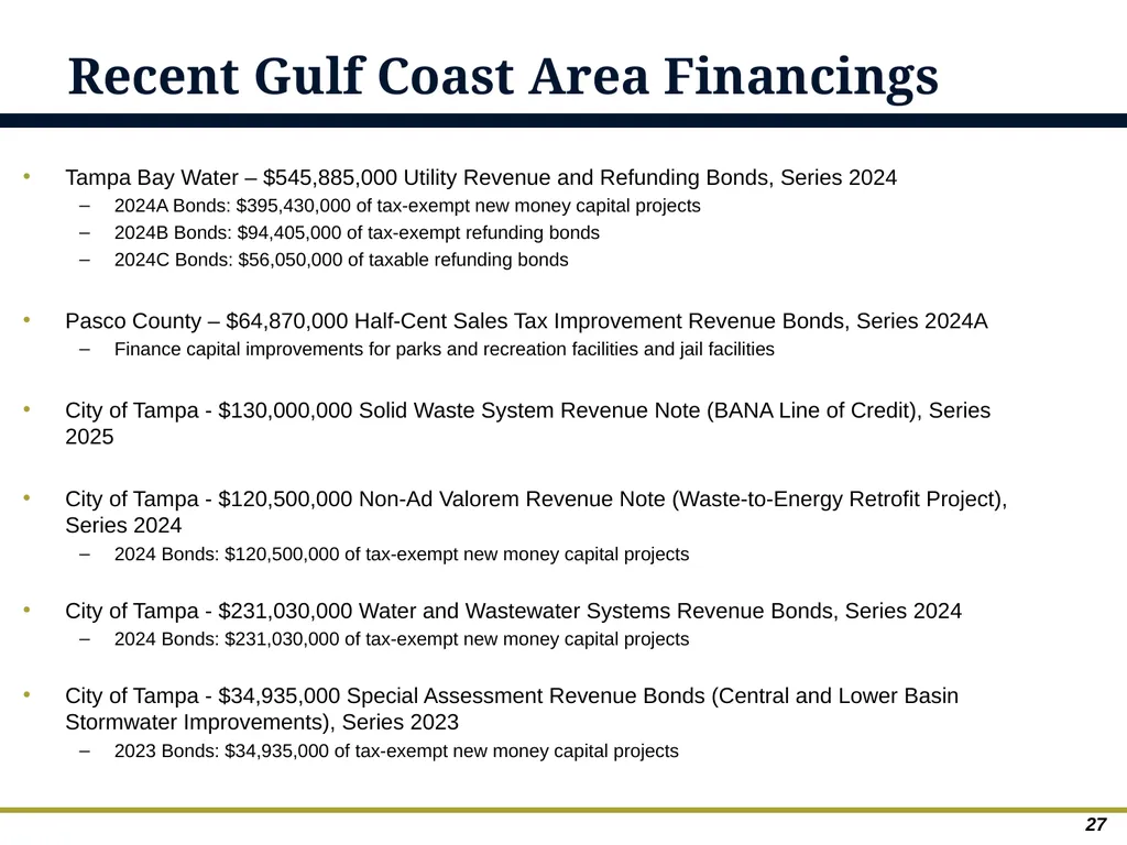 An Overview of Debt Financing for Florida Local - slide 27 of 62