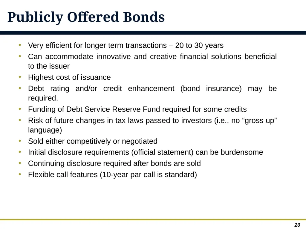 An Overview of Debt Financing for Florida Local - slide 20 of 62