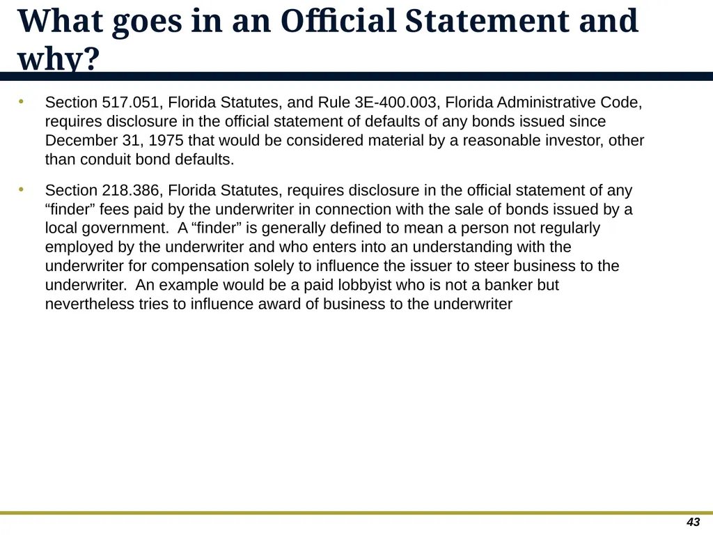 An Overview of Debt Financing for Florida Local - slide 43 of 62