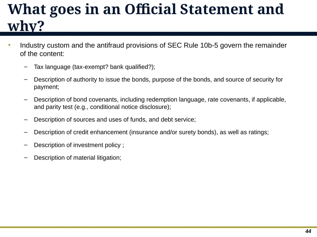 An Overview of Debt Financing for Florida Local - slide 44 of 62