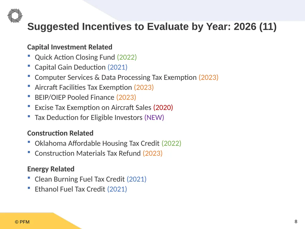 Oklahoma Incentive Evaluation Commission Year Nine - slide 8 of 12