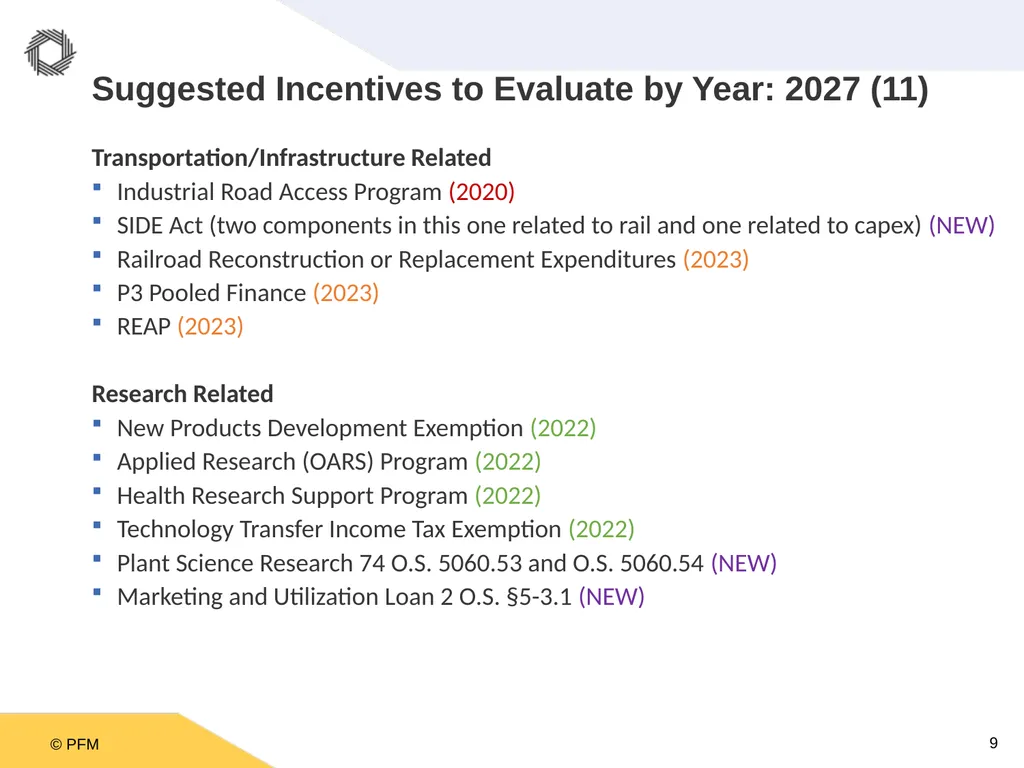 Oklahoma Incentive Evaluation Commission Year Nine - slide 9 of 12