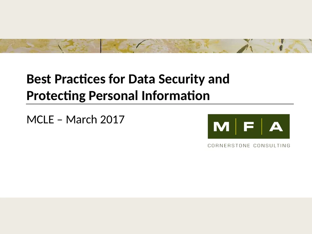 Best Practices for Data Security and Protecting - slide 1 of 31