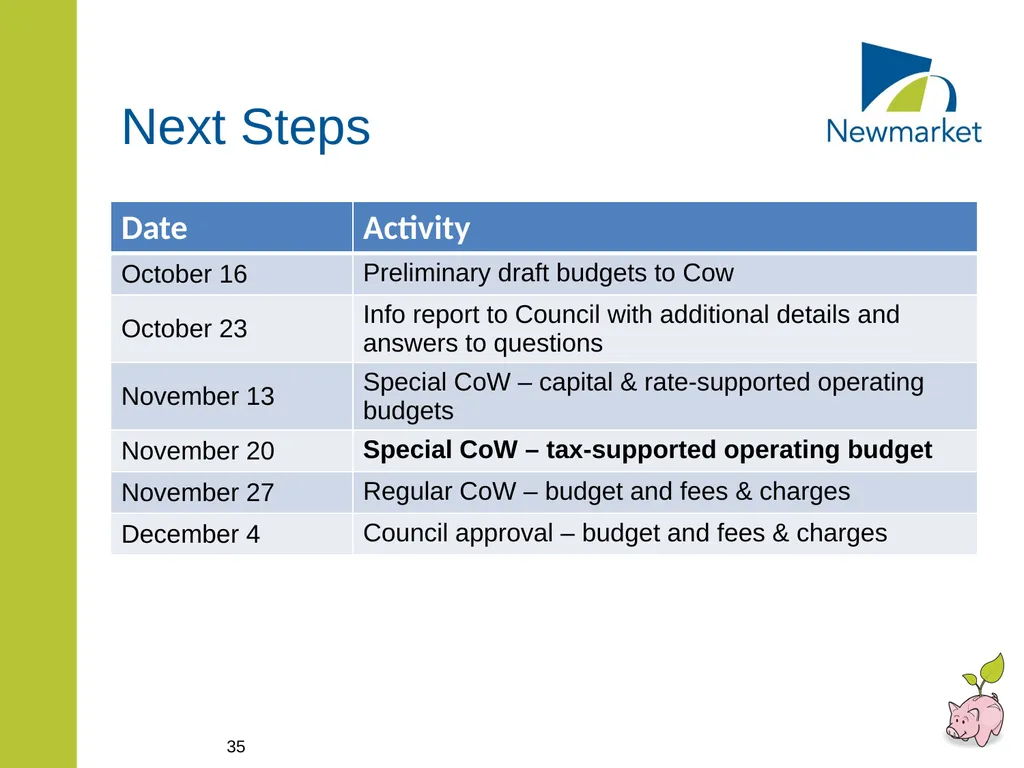 CAPITAL AND RATE SUPPORTED OPERATING BUDGETS - slide 35 of 35
