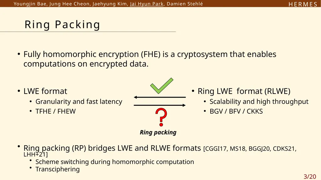 H E R M E S Efficient Ring Packing using - slide 3 of 21
