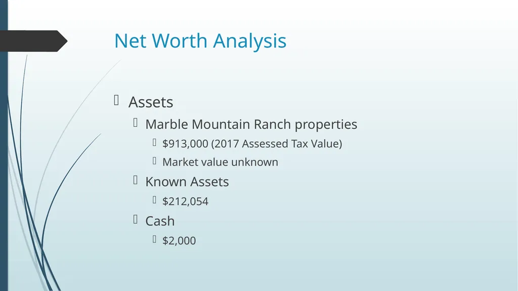Financial Analysis Marble Mountain Ranch, Inc. - slide 9 of 15