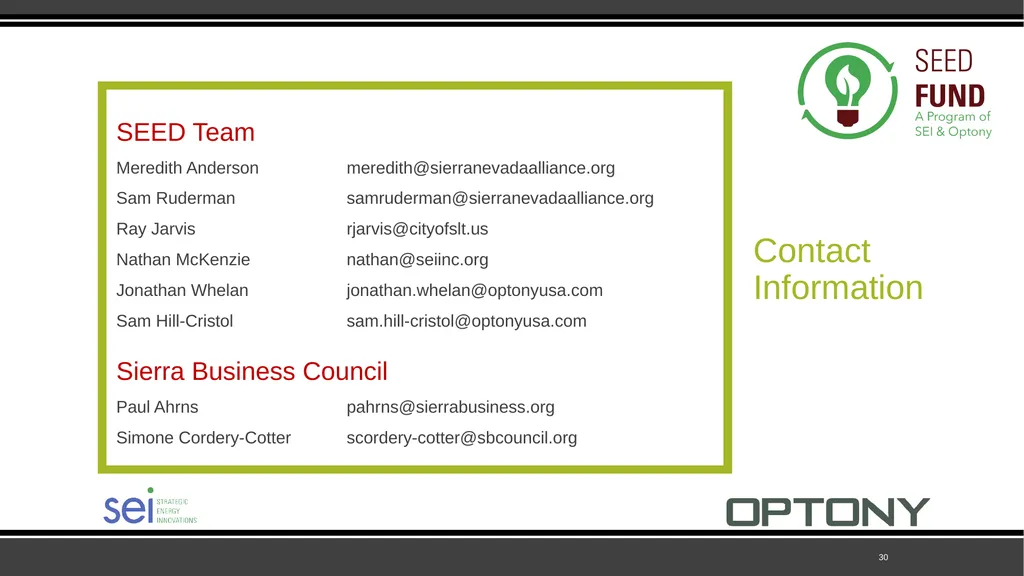 SEED Fund Collaborative Solar Procurement for - slide 30 of 30