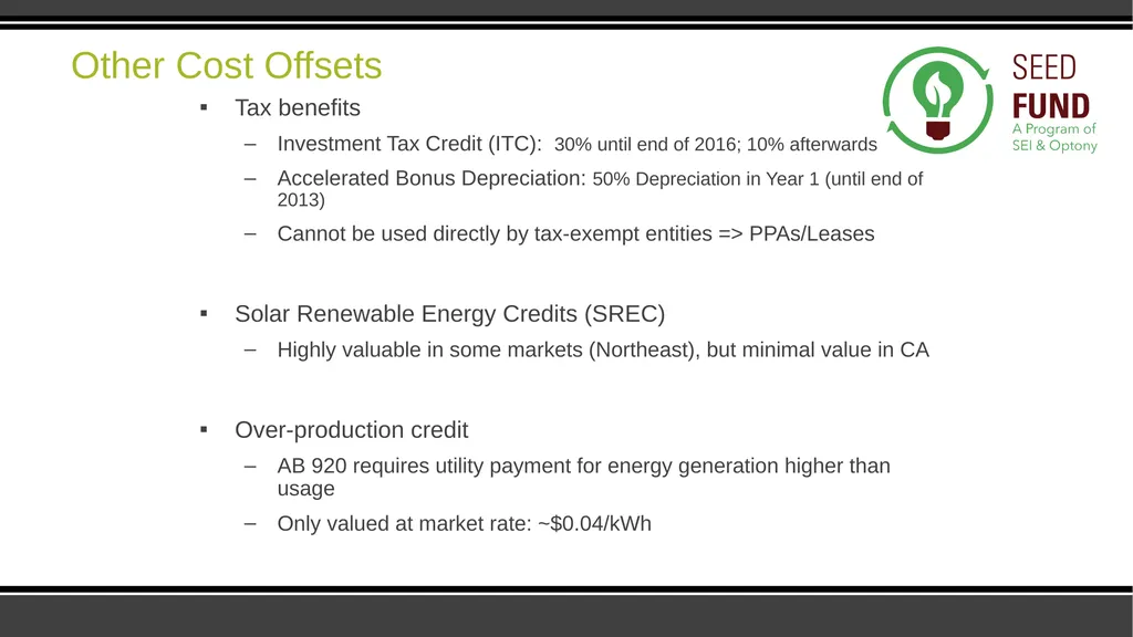 SEED Fund Collaborative Solar Procurement for - slide 16 of 30