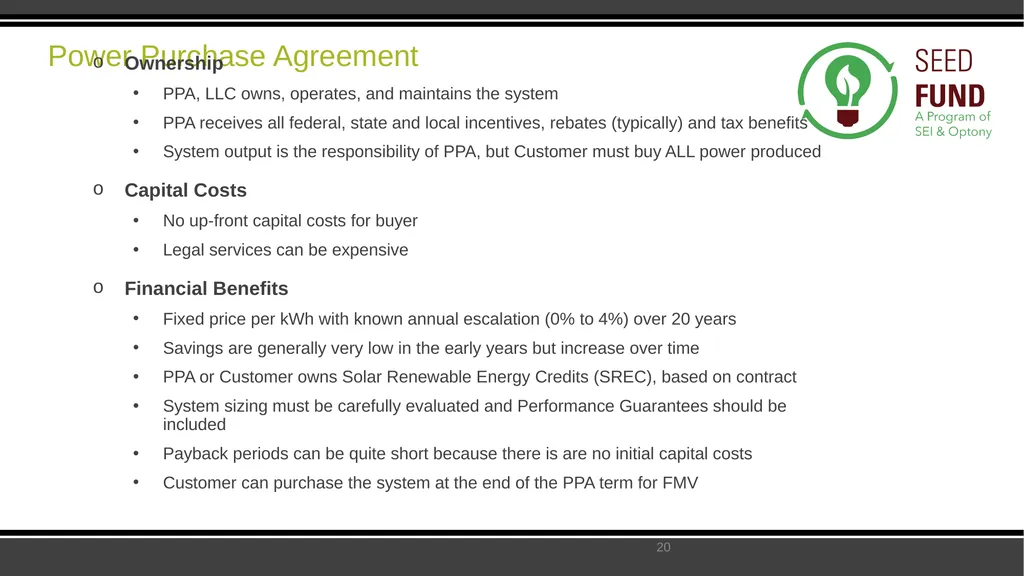 SEED Fund Collaborative Solar Procurement for - slide 20 of 30